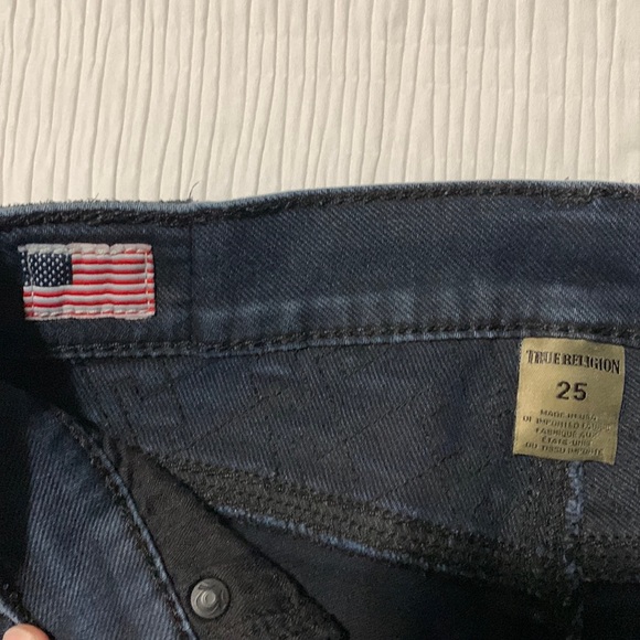TRUE RELIGION "HALLE MID-RISE SUPER SKINNY" Jeans In "BATHED COATED NIGHT" sz 25 - Picture 4 of 8